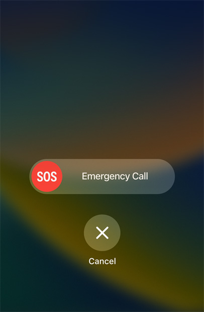 Ett Nödanrop SOS-samtal visas på en iPhone.