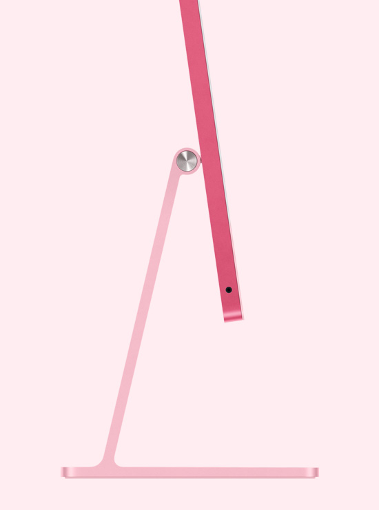 Perfil de un iMac rosado